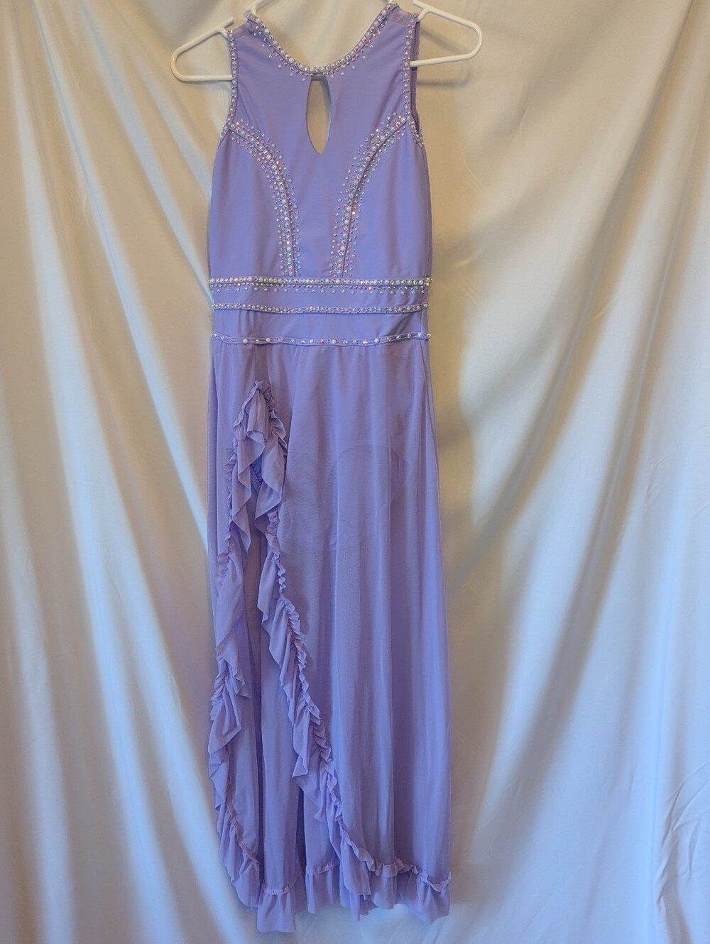 Lavender Beaded Ruffle Dance Leotard